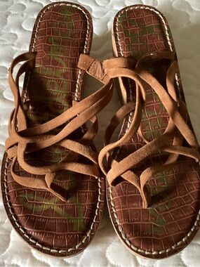 Sam Edelman Brown Suede Strappy Slide Sandals